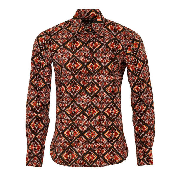 Retro 70s Rhombus Op-Art Pattern Shirt