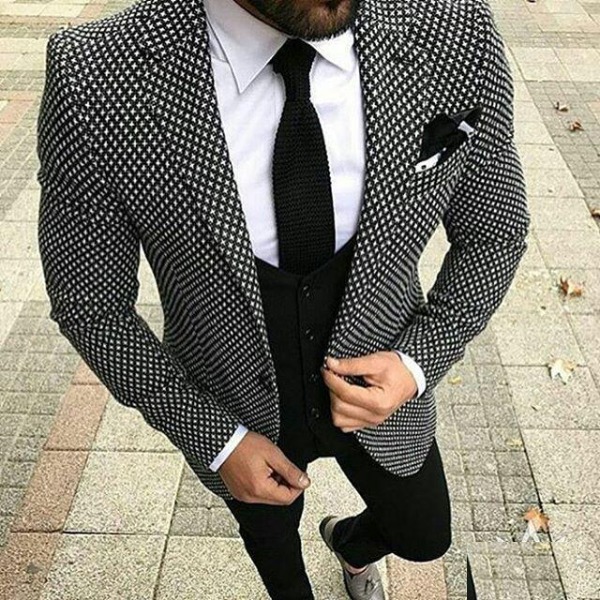 Black Dotted Dinner Jacket For Your Wedding