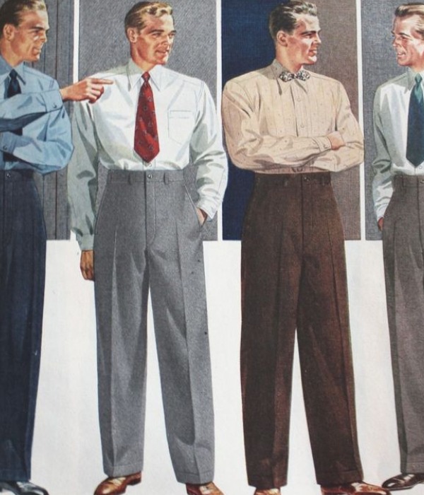 Single Pleated Flat Trousers Of 1940's