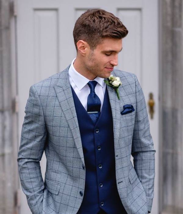 Occasions, Blue Tailored Fit Wedding Suit