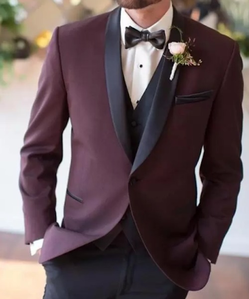 Burgundy Blazers Are A Perfect Winter Wedding Attire