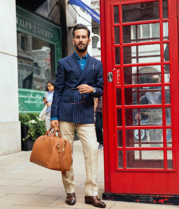 Pinstriped Jacket With Plain Pants Is An Instant Attention Grabber