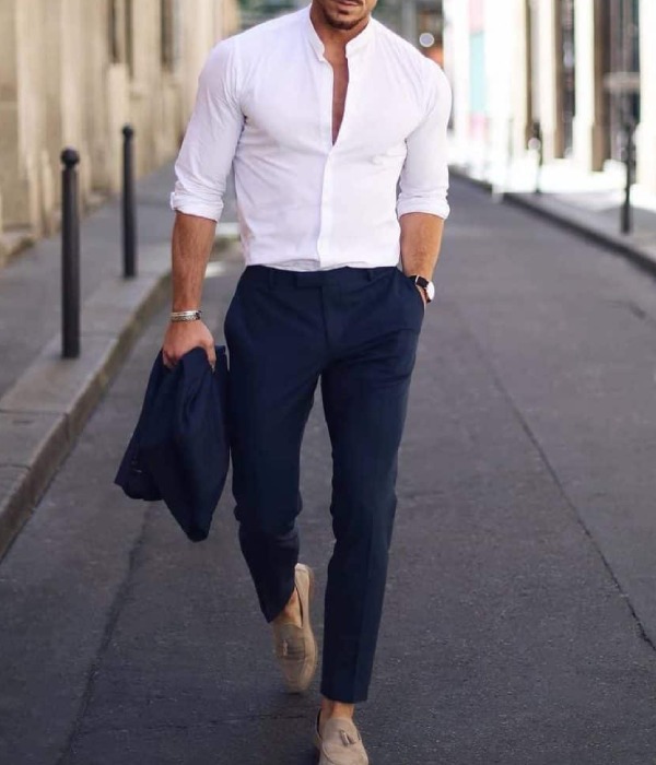 Start Your Weekend With A Fresh White Button-up Shirt