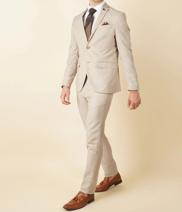 For A Tailored Fit, Sample This Beige Two-piece Suit
