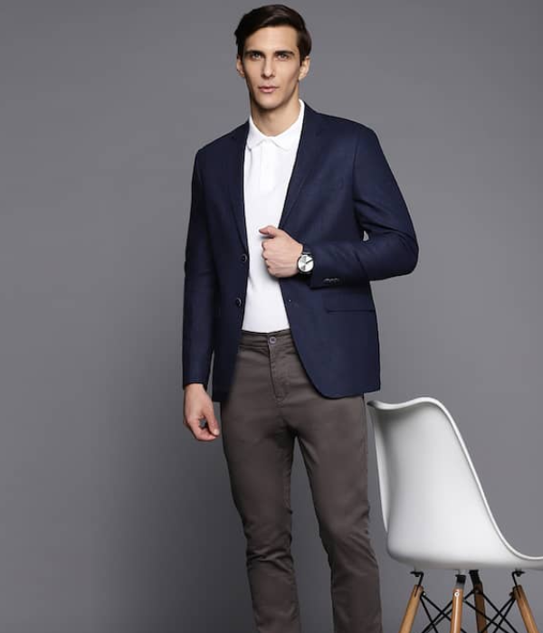 Navy Solid Blazer To Style Up