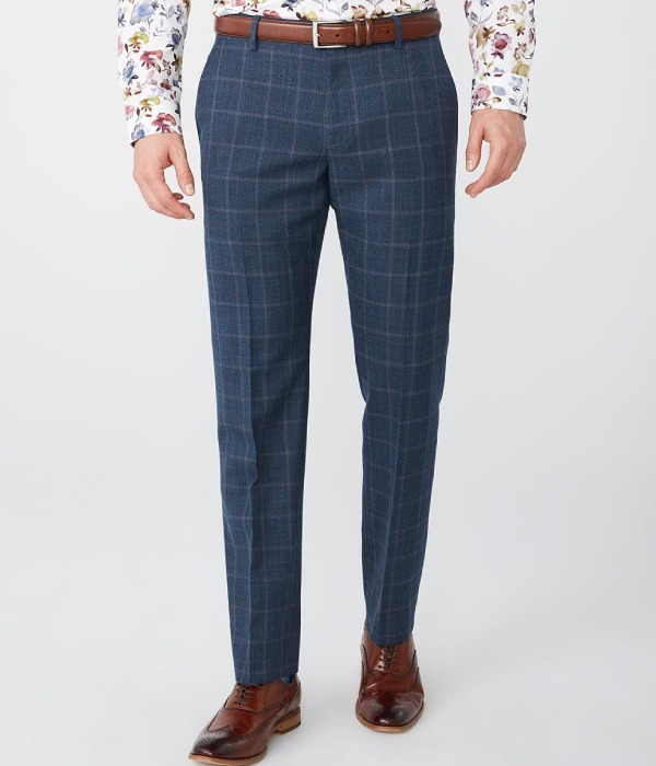 Windowpane Suit Pants In Wool Blend, A Great After-office Outfit