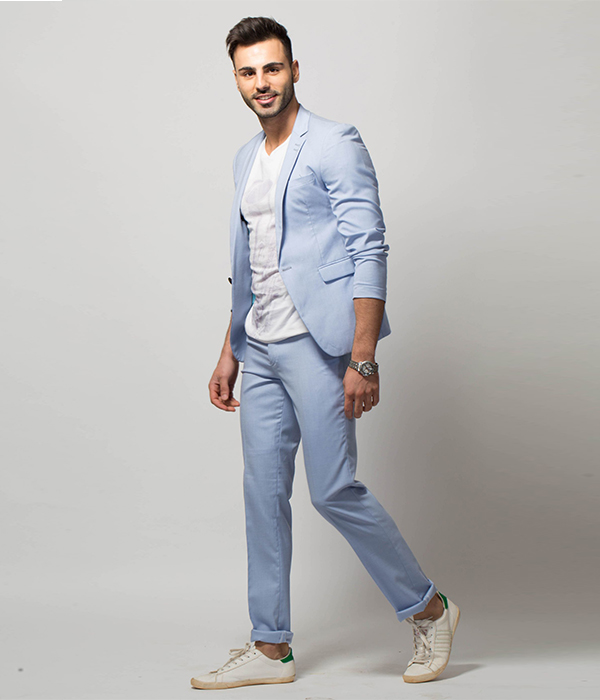 Buy PARK AVENUE Blue Solid Polyester Super Slim Fit Men's Casual Suit |  Shoppers Stop