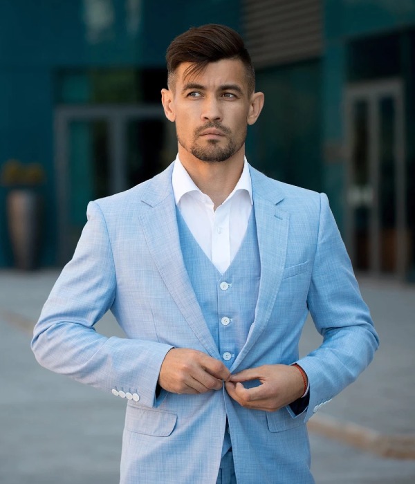 Men's Light Blue Suit  Light blue suit, Blue suit men, Blue suit