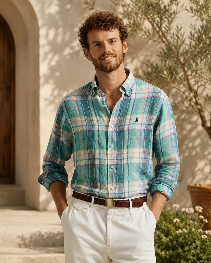 Multicolored linen shirt for a solid spring blazer!
